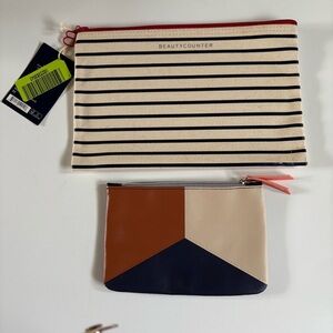 Beautycounter Striped and Color Block Cosmetic Bag / EPSY Bag